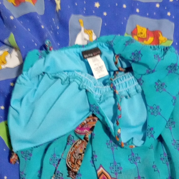 Co-Me Como Summer Dress Size Small Floral Pattern Aqua / Purple Color - Picture 11 of 12